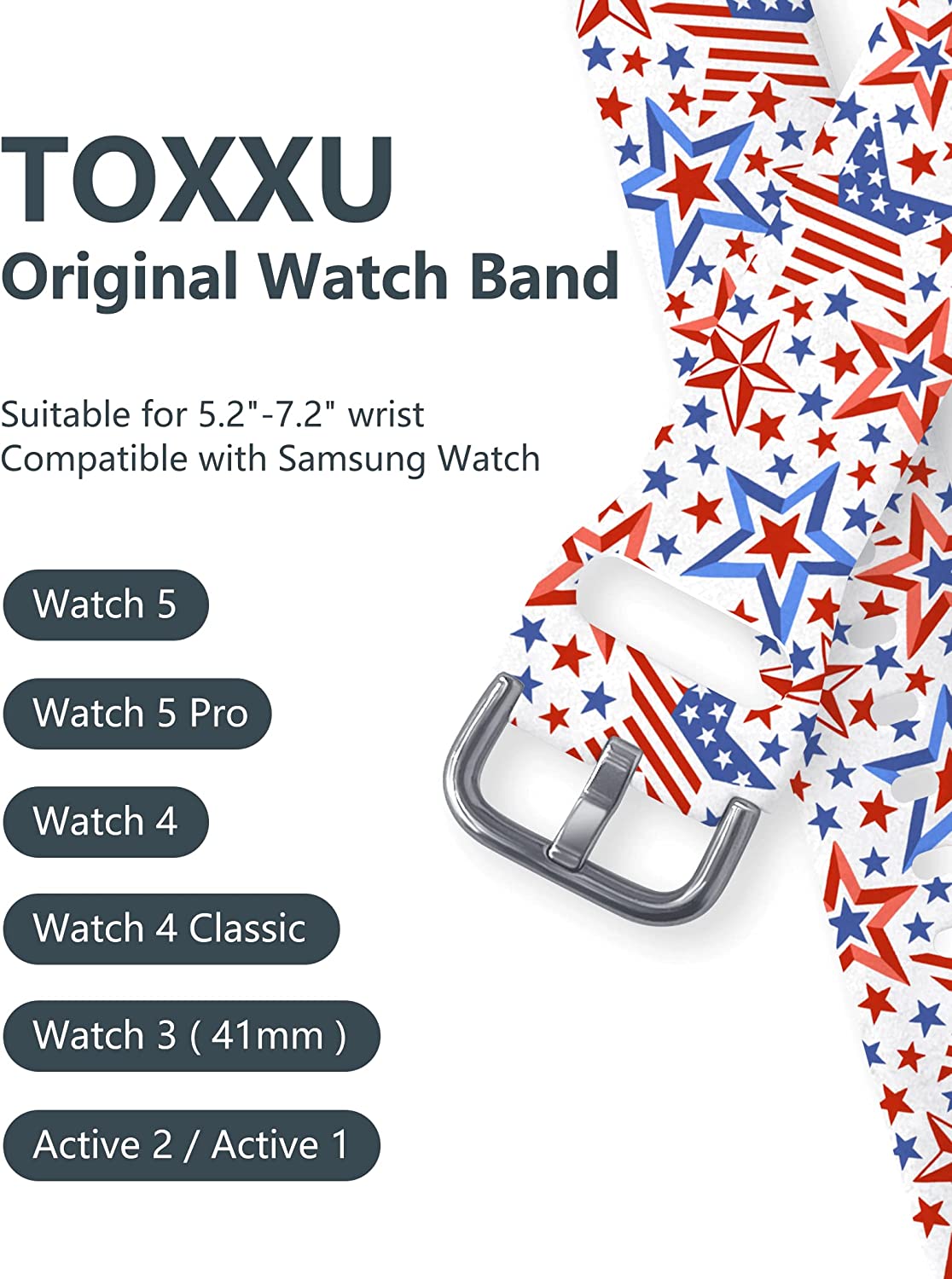 TOXXU Holiday Watch Band 20mm Compatible with Samsung Galaxy Watch 5/ Watch 5 Pro / Watch 4/ Watch 4 Classic/ Watch 3/ Watch Active 2/ Watch Active/ Watch for Women men, Festival Cute Pattern Silicone Printed Replacement Strap - Image 4